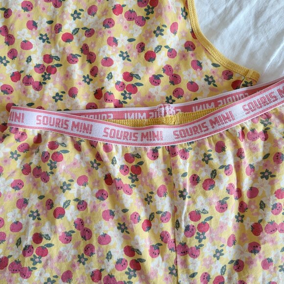 Souris Mini Girls 12Y Pajama Set Yellow Strawberry Print Tank & Shorts Cotton - Picture 4 of 7